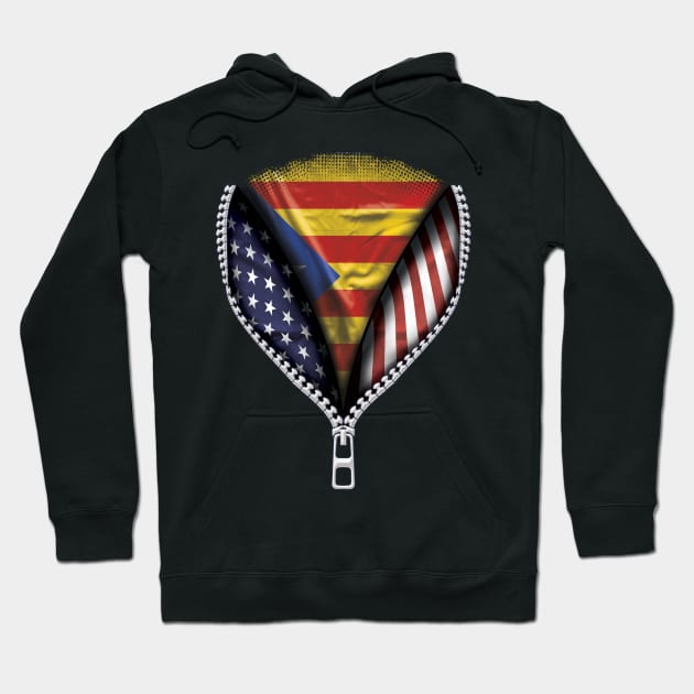 Catalan Flag  Catalonia Flag American Flag Zip Down - Gift for Catalan From Catalonia Hoodie by Country Flags